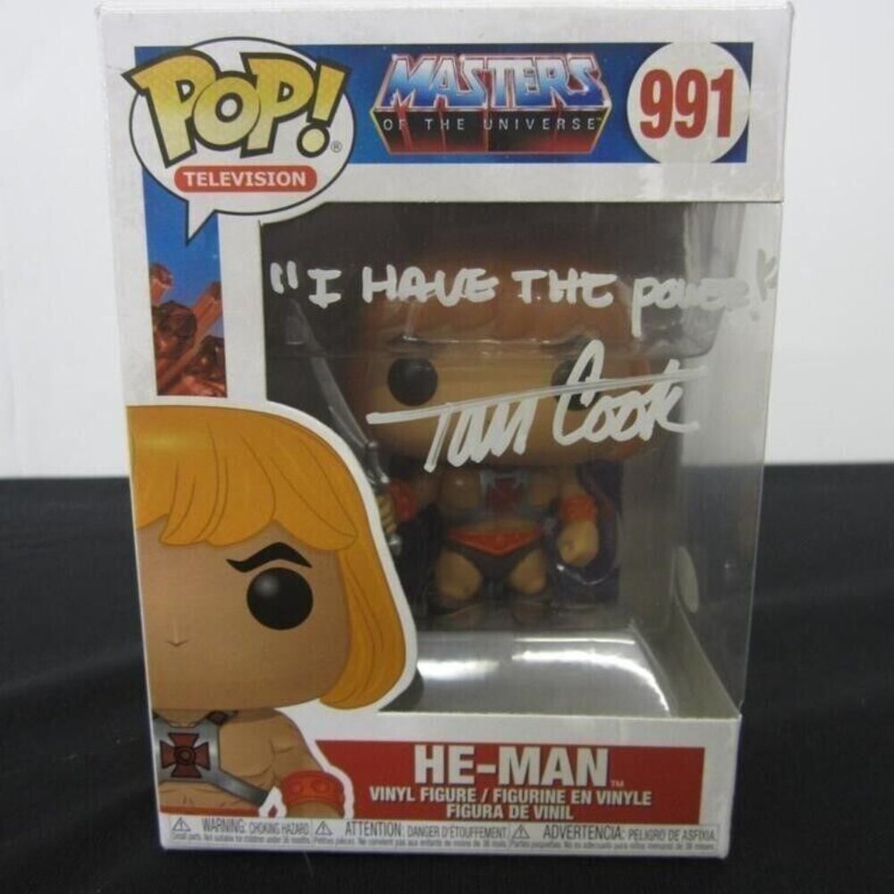 Tom Cook signed Funko Pop Television Masters Of The Universe He-Man 991 w/C0A